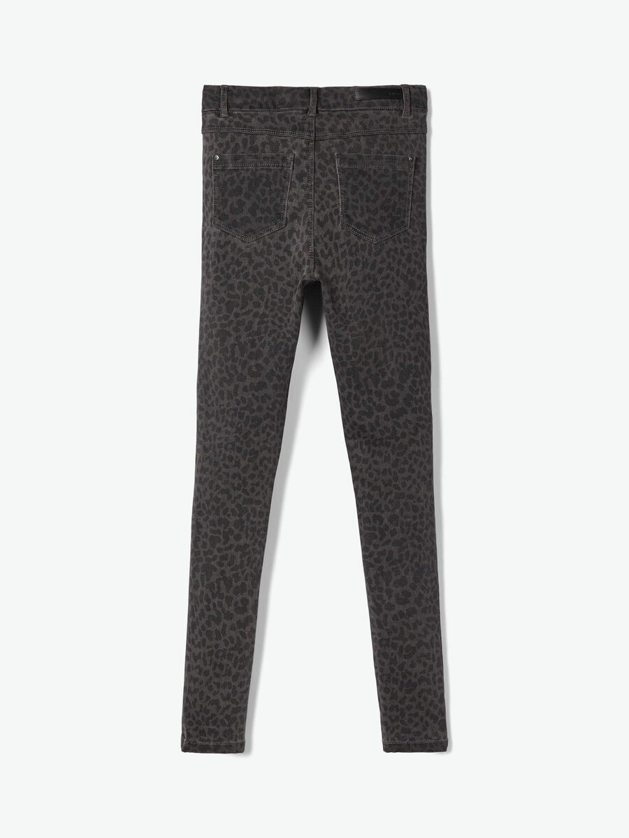Carousel image 3 HIGH-WAIST PANTERPRINT JEANS, Dark Grey