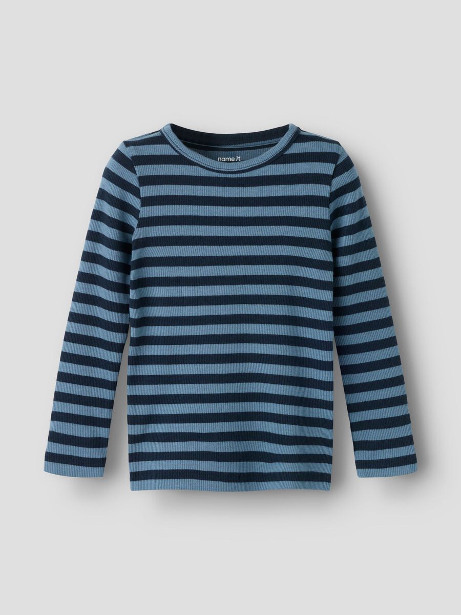 Product carousel image - RIB KNIT LONG SLEEVED TOP, Dark Sapphire | 2