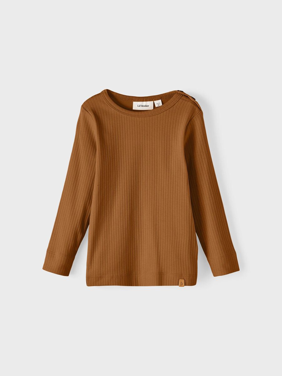 Name it SLIM FIT TOP MED LANGE ÆRMER, Roasted Pecan, highres - 13211674_RoastedPecan_003.jpg