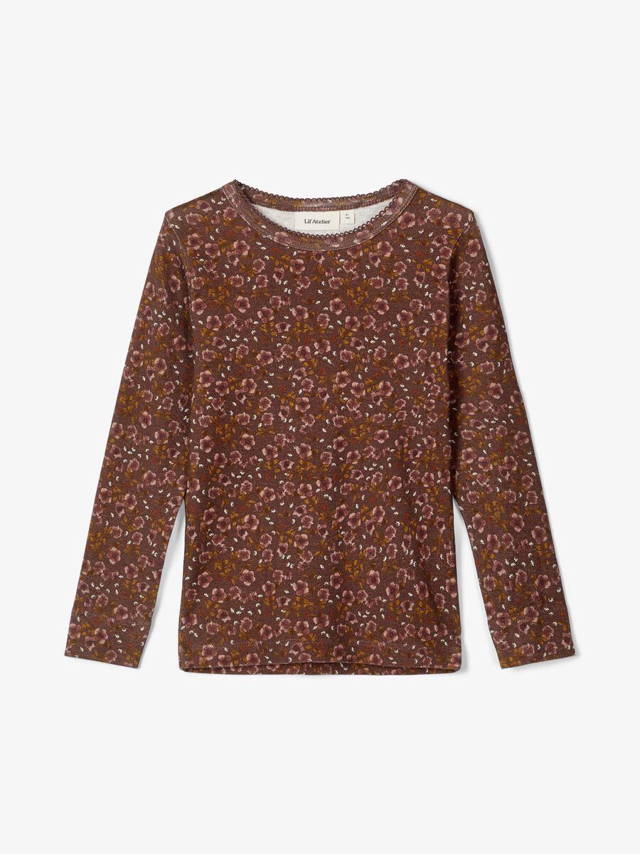 Name it SLIM FIT FLORAL PRINT LONG-SLEEVED T-SHIRT, Deep Mahogany, highres - 13191078_DeepMahogany_003.jpg