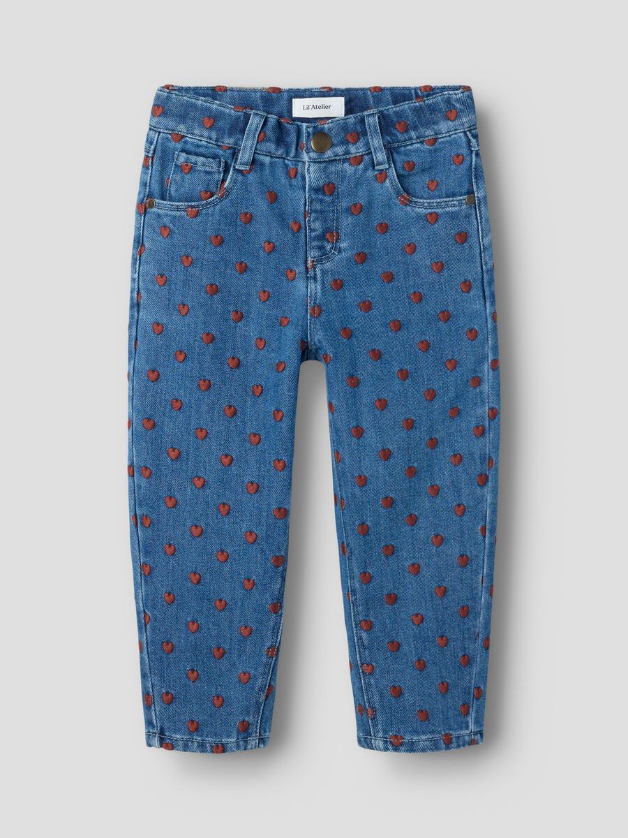 Carousel image 1 EMBROIDERED  LOOSE FIT JEANS, Dark Blue Denim