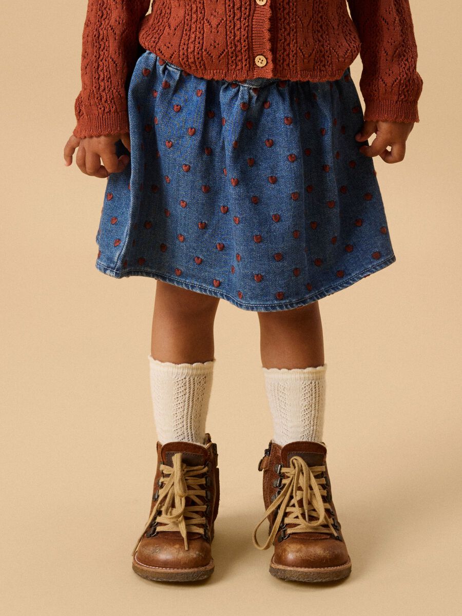 Product carousel image 1 EMBROIDERED DENIM SKIRT, Dark Blue Denim
