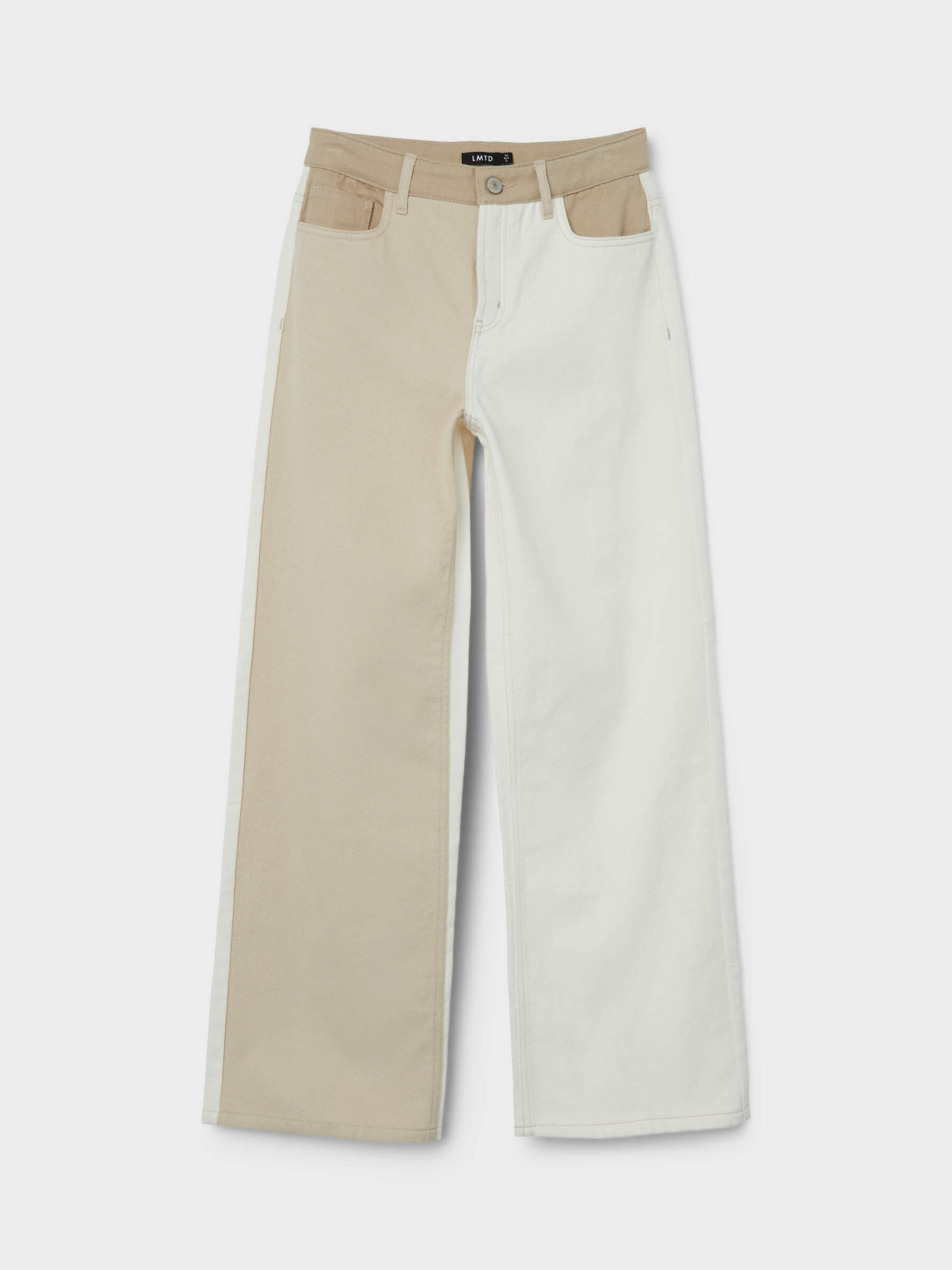 COLOR BLOCK WIDE LEG TROUSERS (Brown 