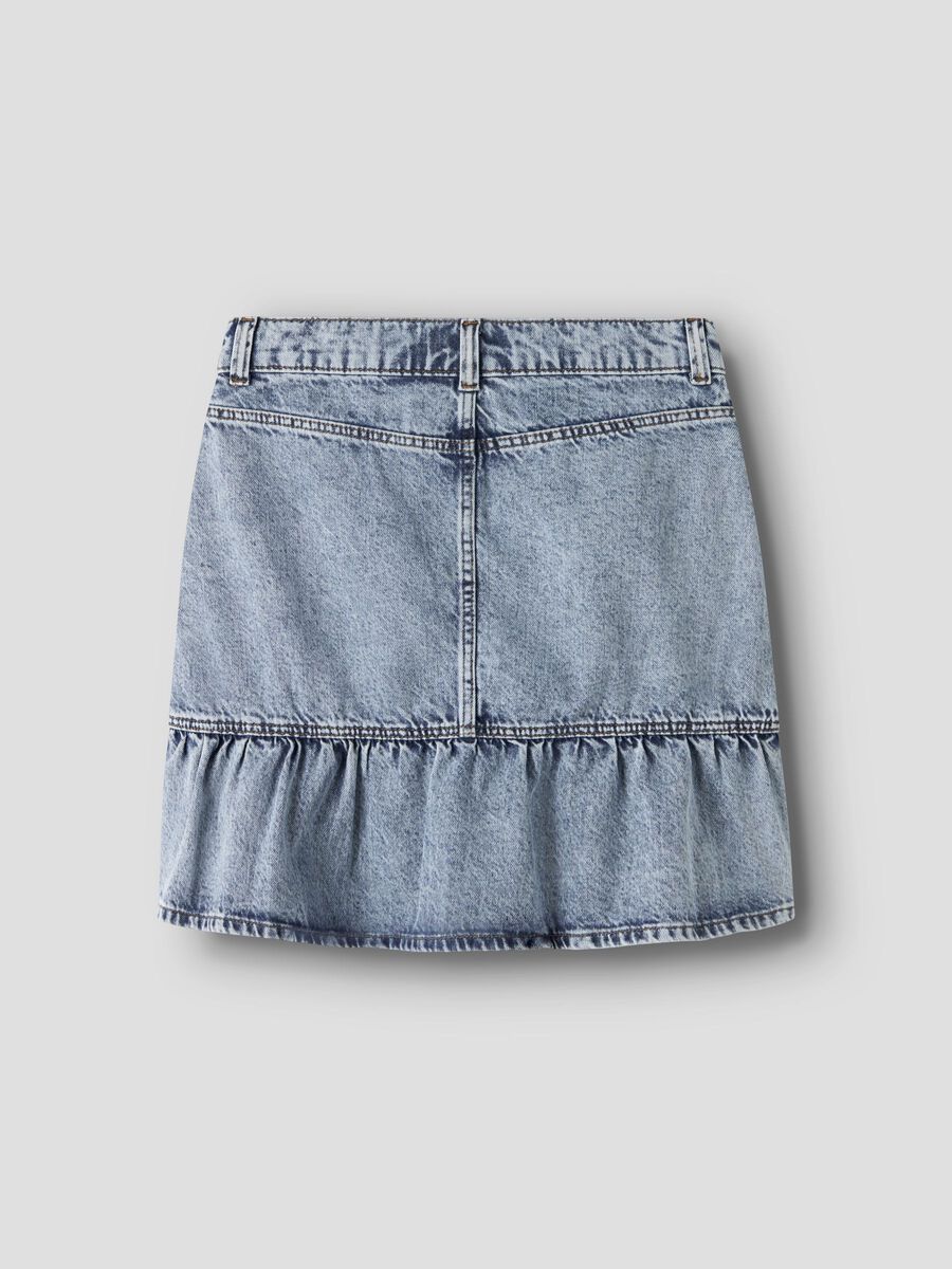 Product carousel image - DENIM SKIRT, Light Blue Bleached Denim | 2