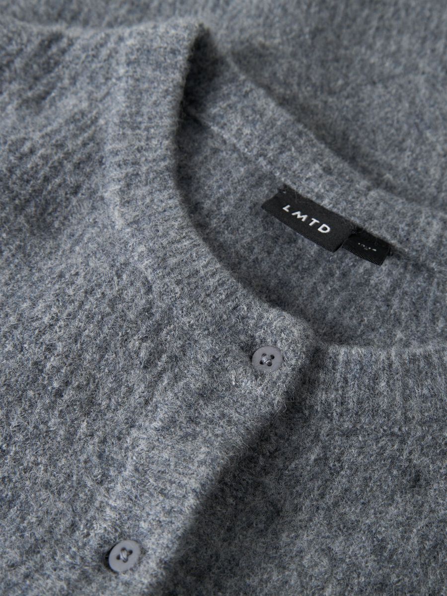 Carousel image - REGULAR FIT KNITTED CARDIGAN, Grey Melange | 3