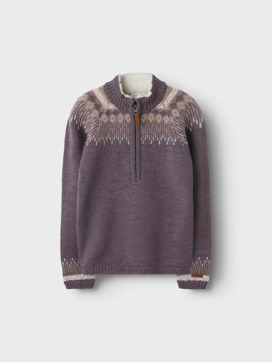 Product carousel image - MERINO WOOL KNITTED PULLOVER, Sparrow | 1
