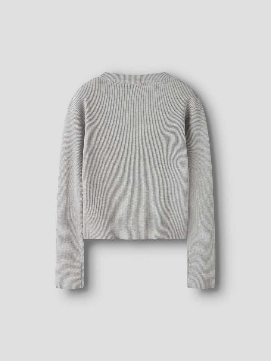 Carousel image - LONG SLEEVED KNITTED CARDIGAN, Light Grey Melange | 4