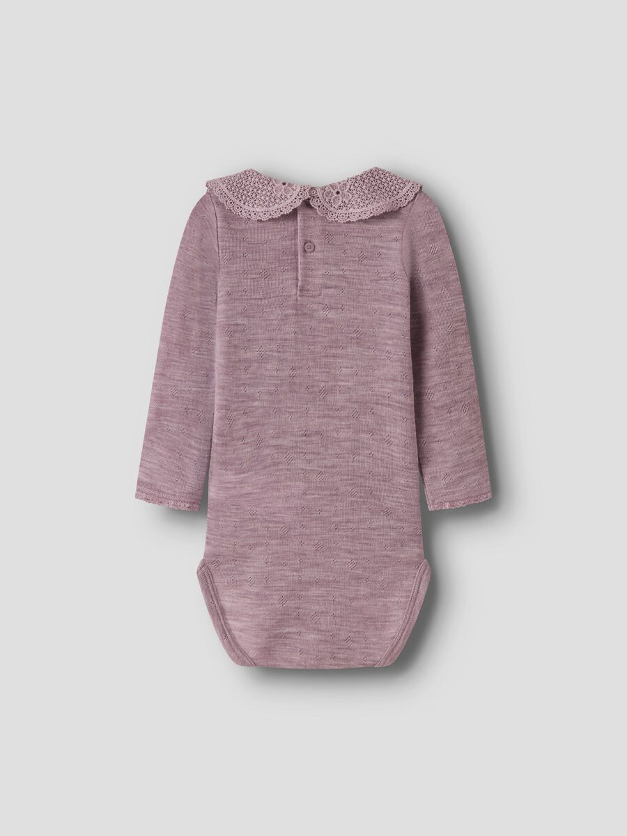 Carousel image 2 MERINO WOOL ROMPER, Toadstool