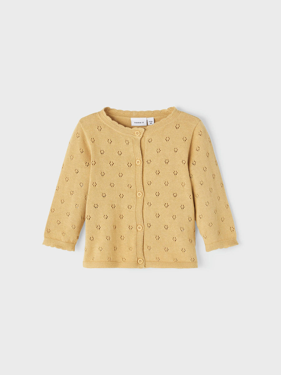 Name it PERFORATED KNITTED CARDIGAN, Curry, highres - 13191049_Curry_003.jpg