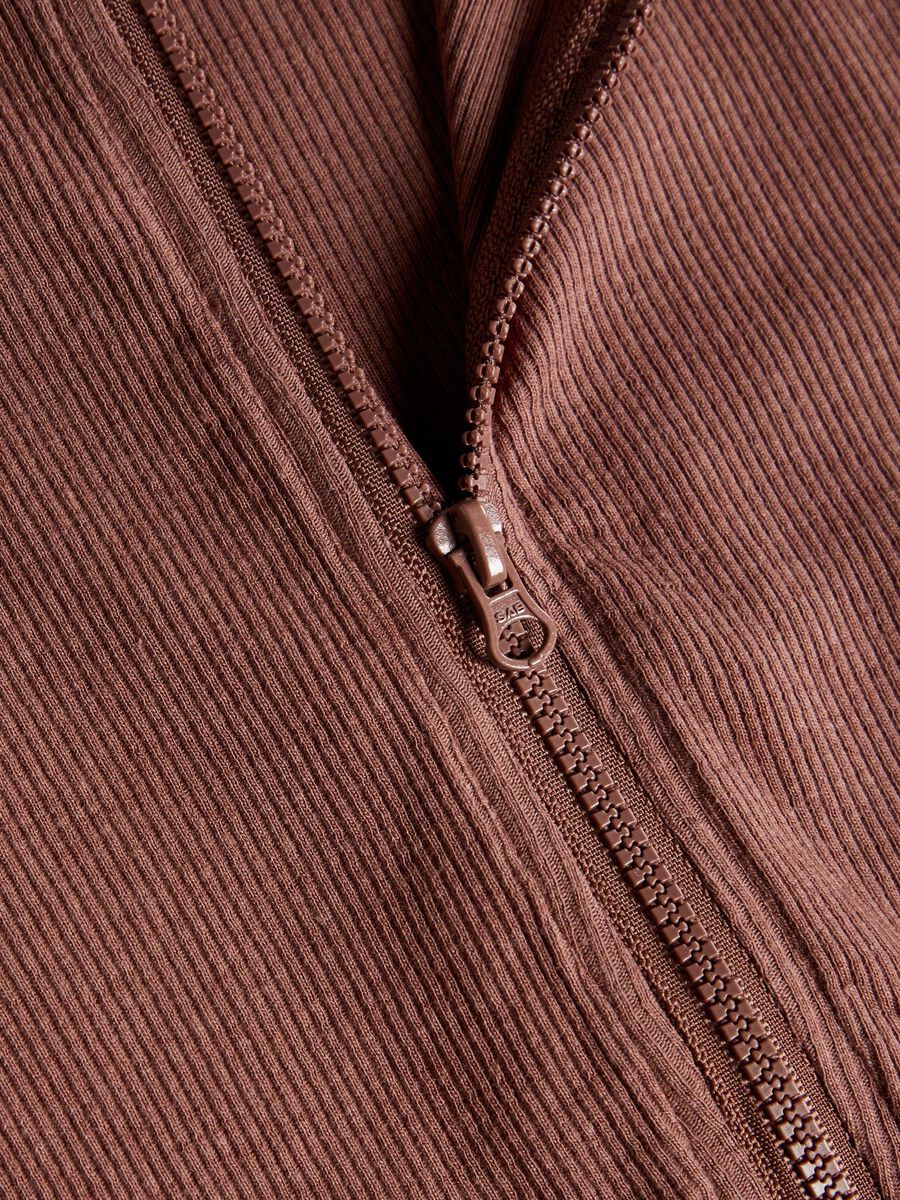 Carousel image - ZIPPED RIB ONE-PIECE SUIT, Marron | 4