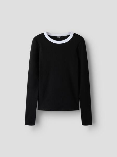 name it SLIM FIT TOP MET LANGE MOUWEN, Black, highres - 13260149_Black_003.jpg