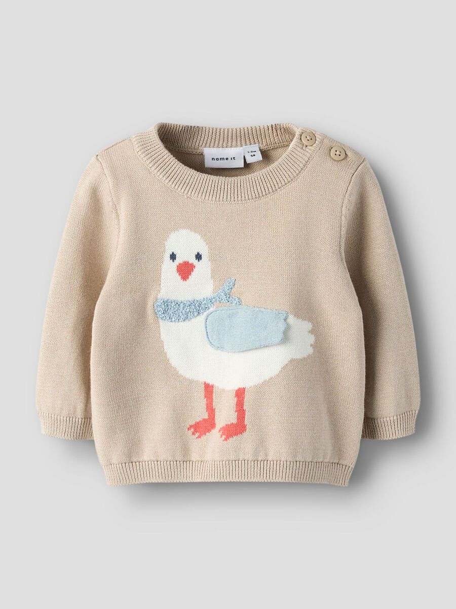 Product carousel image - ORGANIC COTTON KNITTED PULLOVER, Chateau Gray | 1