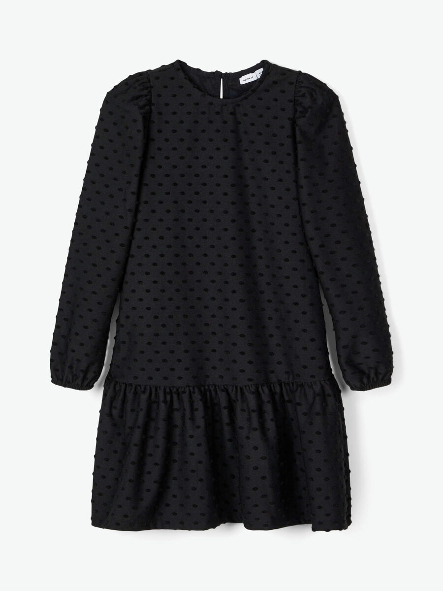 name it DOTTED DROP WAIST DRESS, Black, highres - 13192856_Black_003.jpg