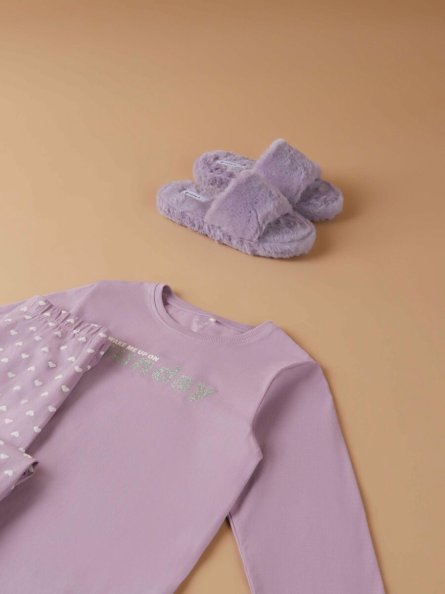Carousel image - IMITERET PELS SLIPPERS, Lavender Mist | 3