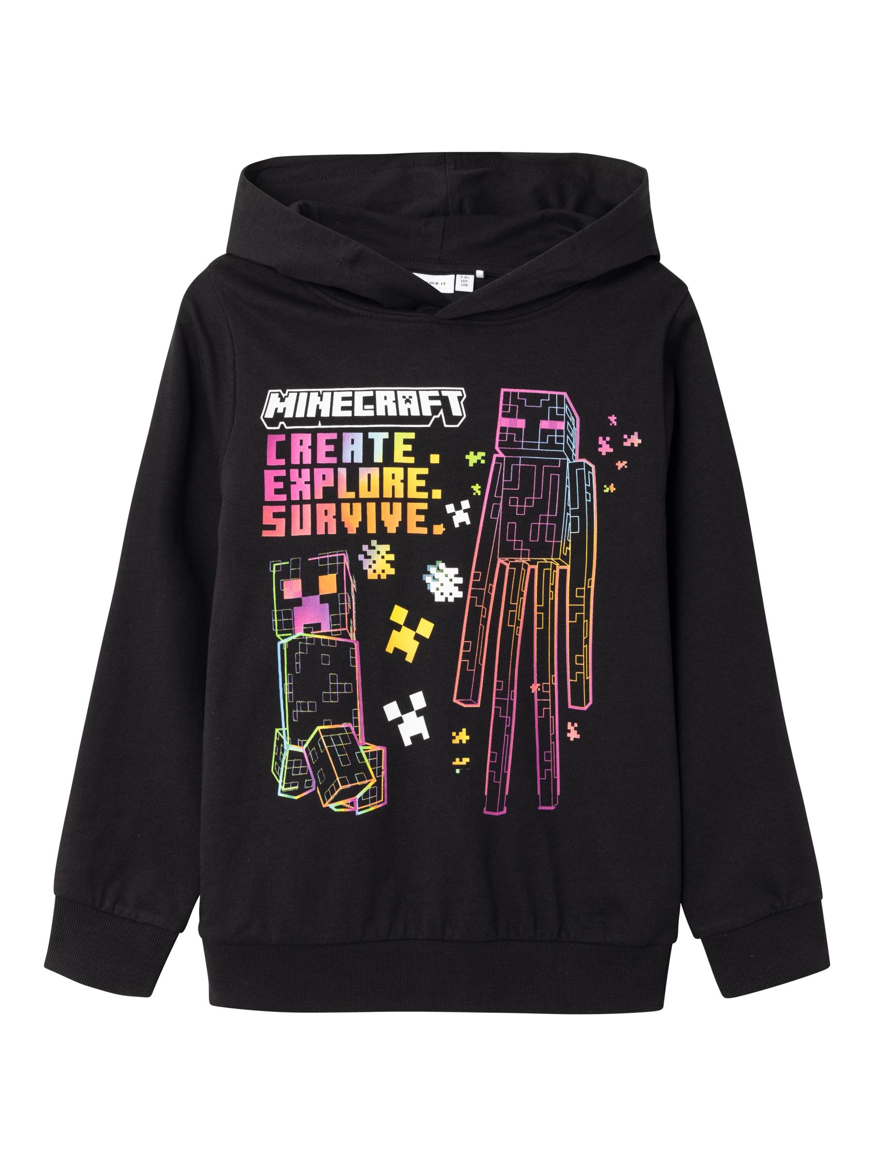 Minecraft Creeper groene hoodie voor kinderen | Sweatshirt met capuchon en rits, pixelgezicht en voorzak | Gamer-trui voor school, vrijetijdskleding, buitenkleding en loungewear